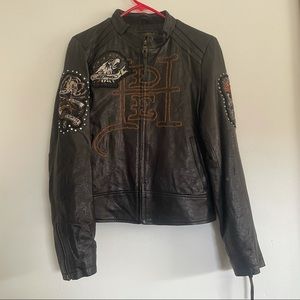 Ed Hardy Genuine Brown Leather Jacket